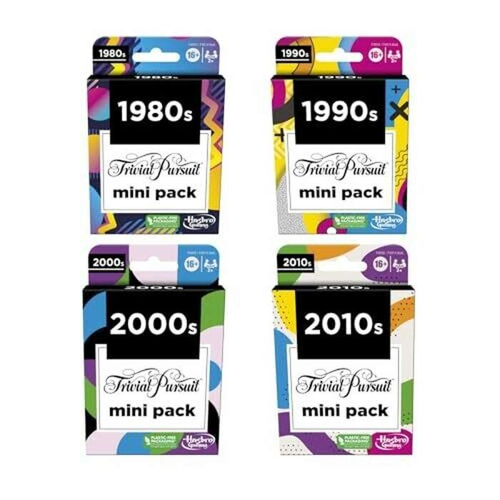 Trivial Pursuit Mini Packs Multipack - Includes 4 Games with 4 Decades
