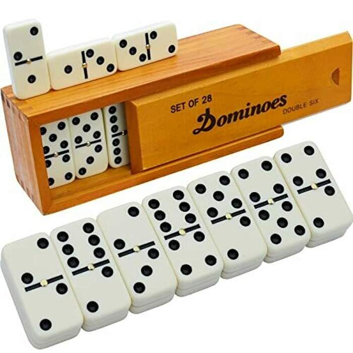 Dominos -  28 Tiles with Brown Wood Case