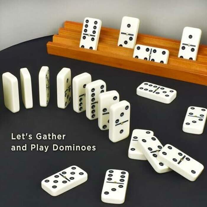 Dominos -  28 Tiles with Brown Wood Case
