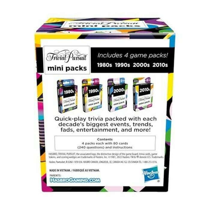 Trivial Pursuit Mini Packs Multipack - Includes 4 Games with 4 Decades