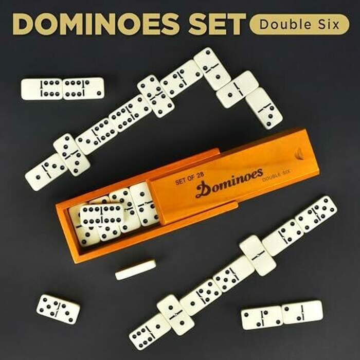 Dominos -  28 Tiles with Brown Wood Case