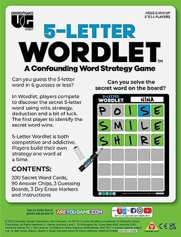 5-Letter Wordlet - A Confounding Word Strategy Board Game