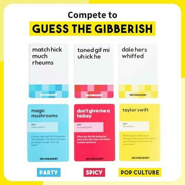 WHAT DO YOU MEME? Incohearent - The Party Game Where You Compete to Guess The Gibberish